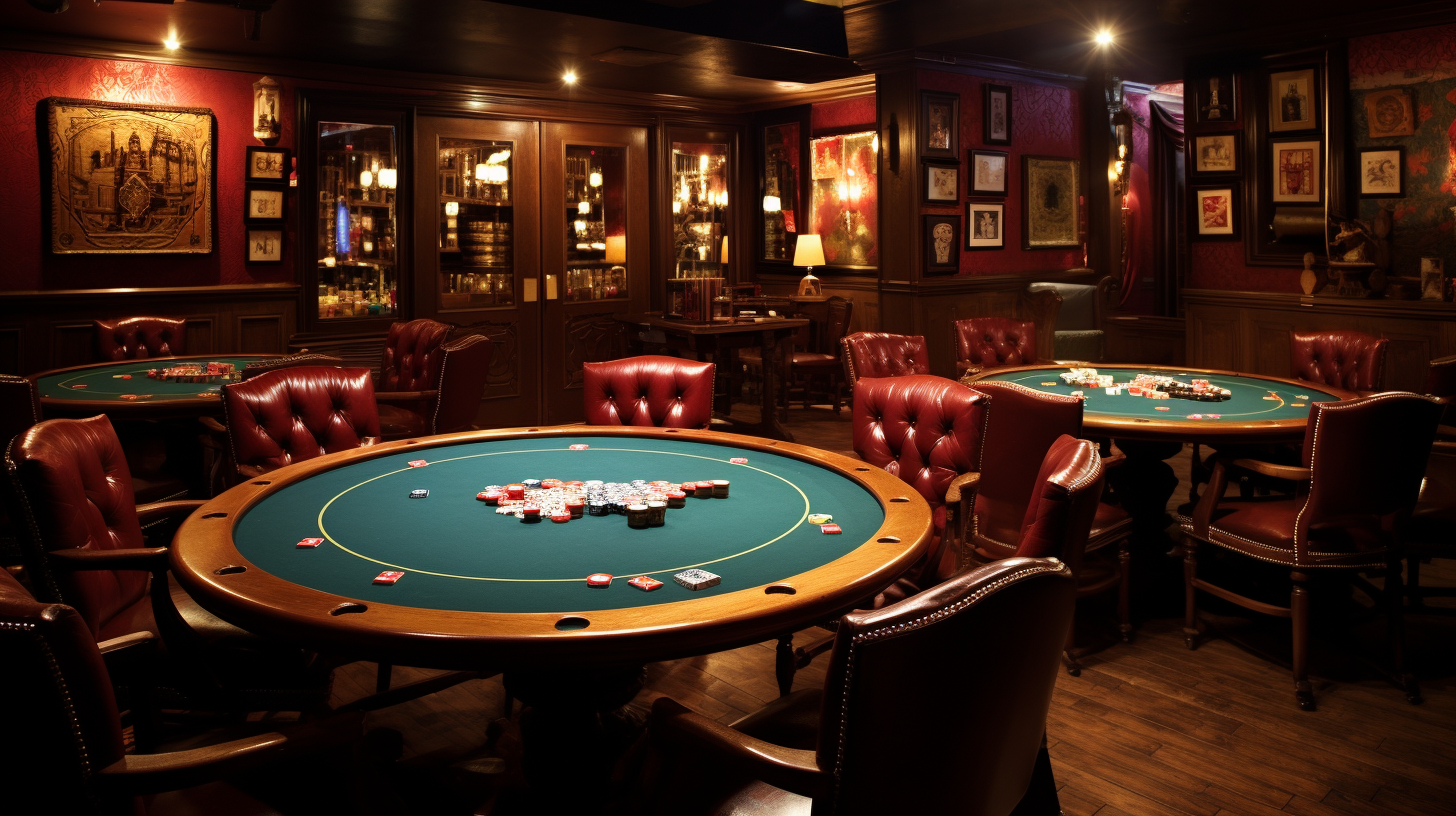 Tables in a lively holdem pub