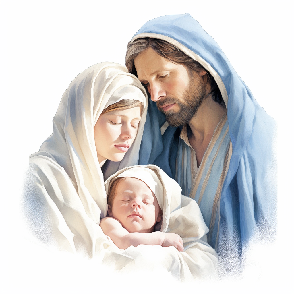 Hyperrealistic Holy Family Nativity Painting