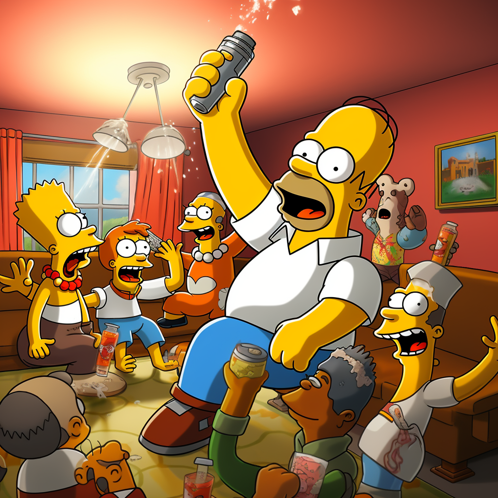 Homer and friends celebrating TikTok video