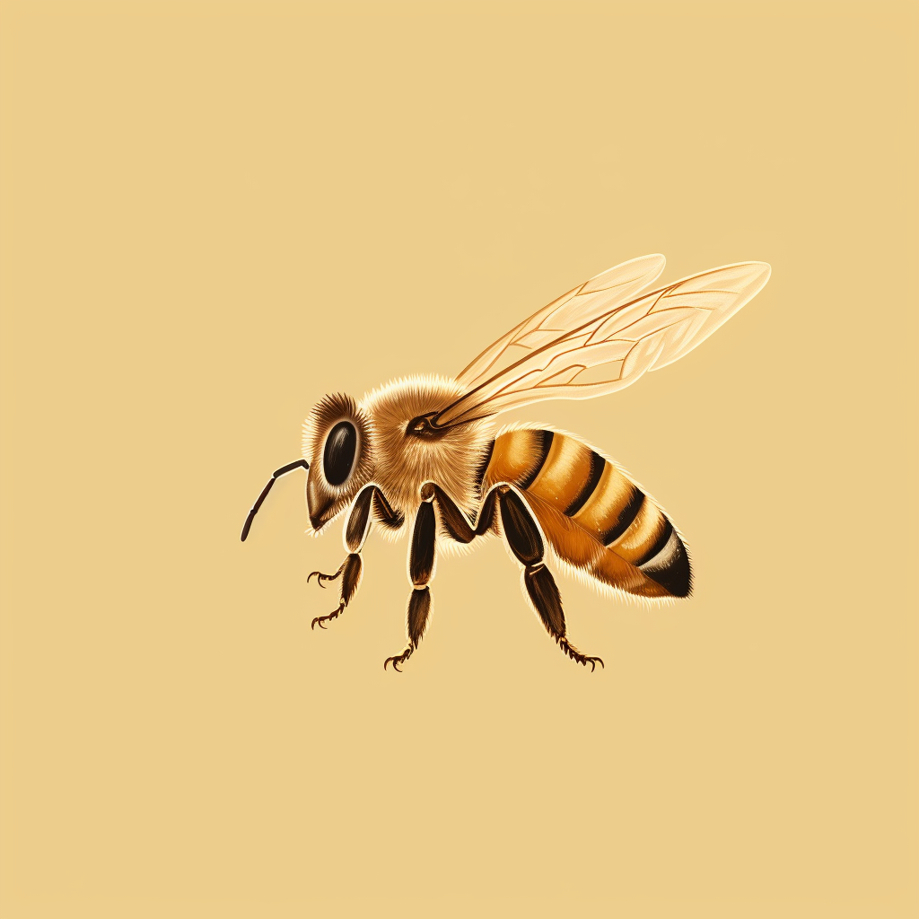 Clear illustration of a honeybee flying