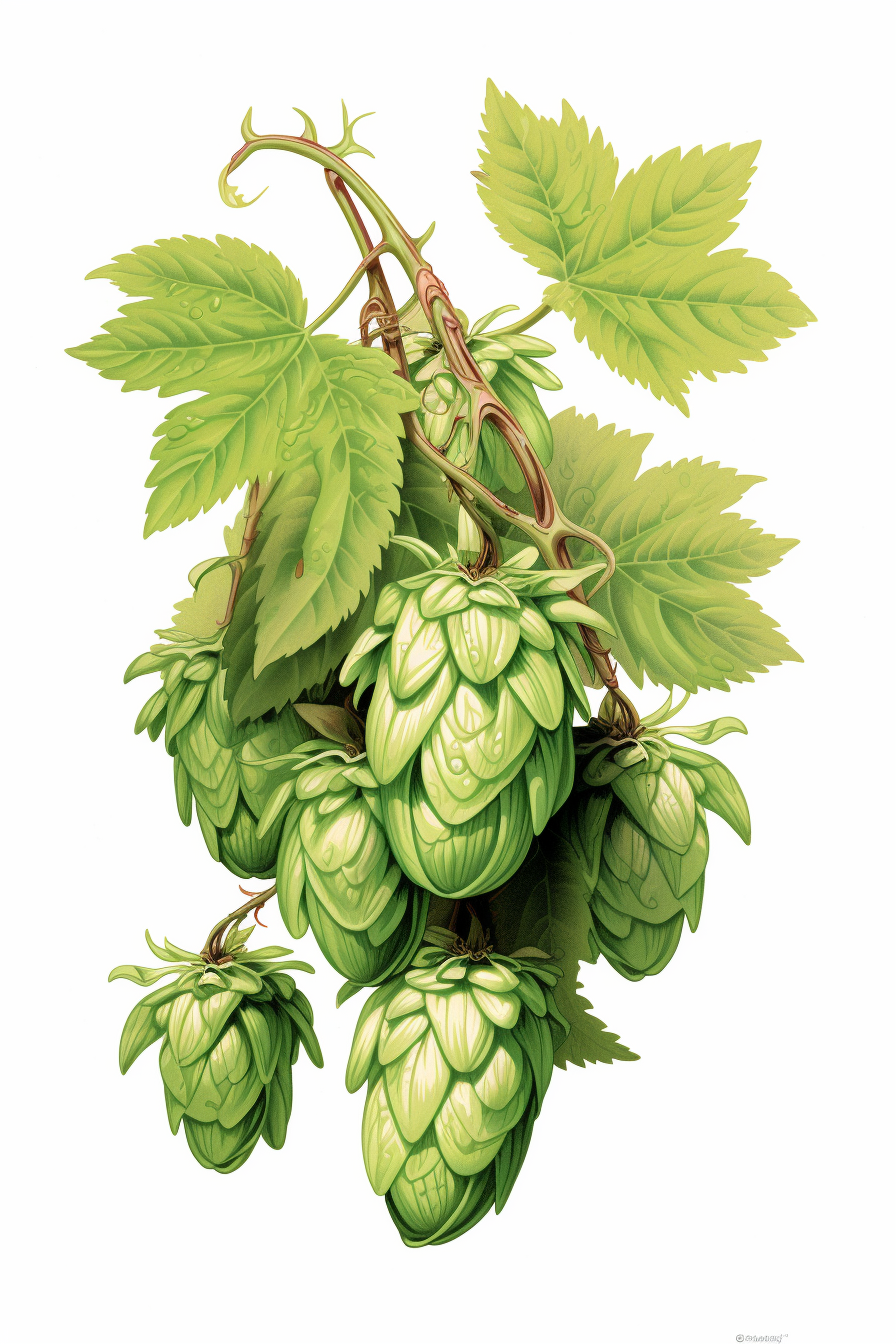 Colorful hops art on white background