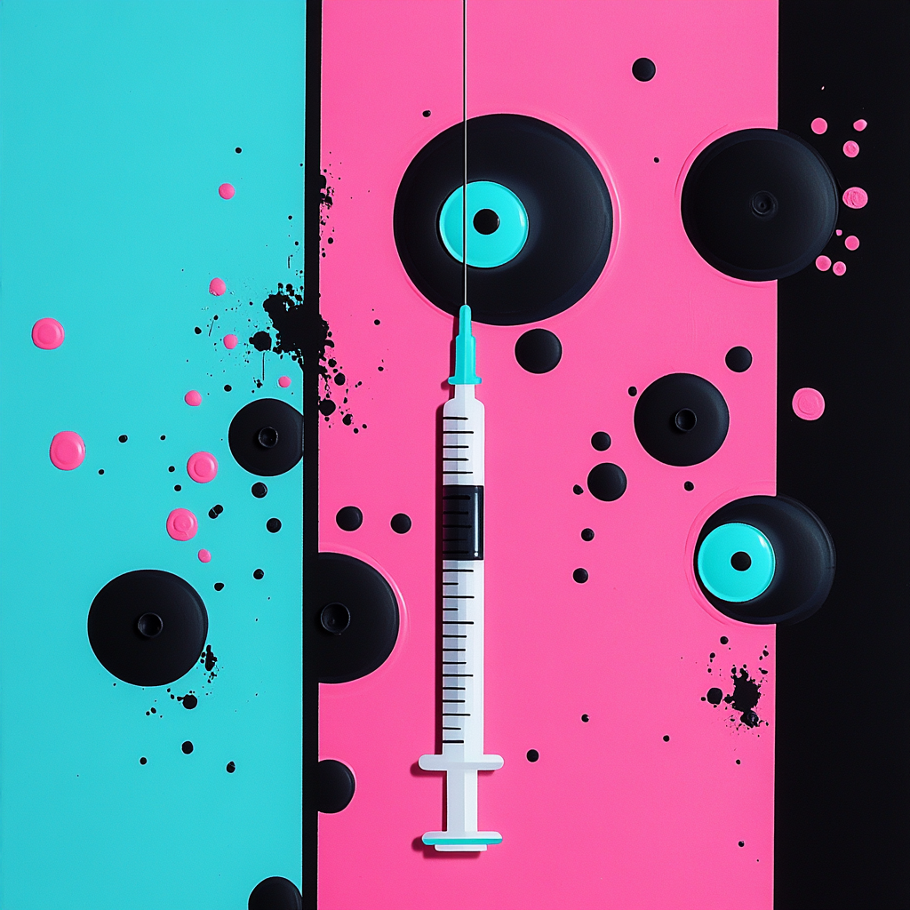 hormone injection and pills in pop art style