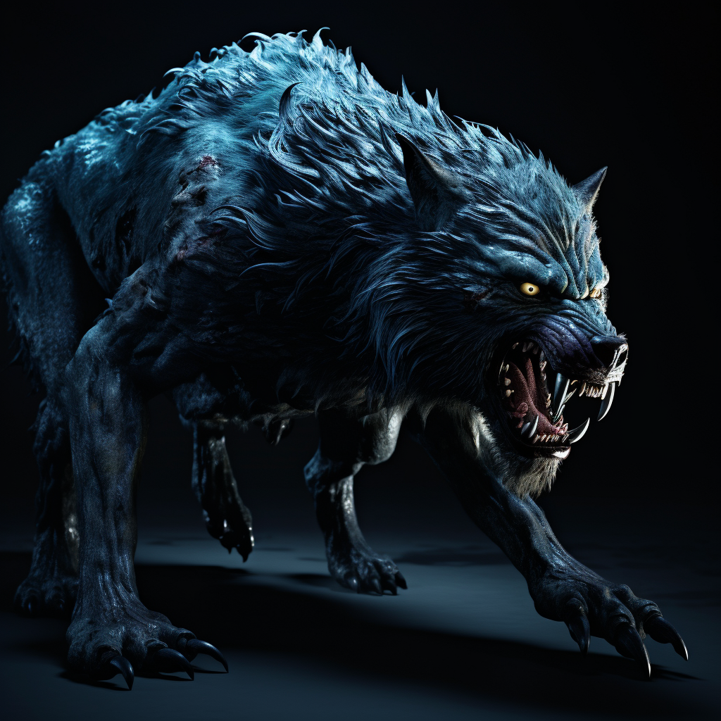 Terrifying wolflike monster with glowing eyes