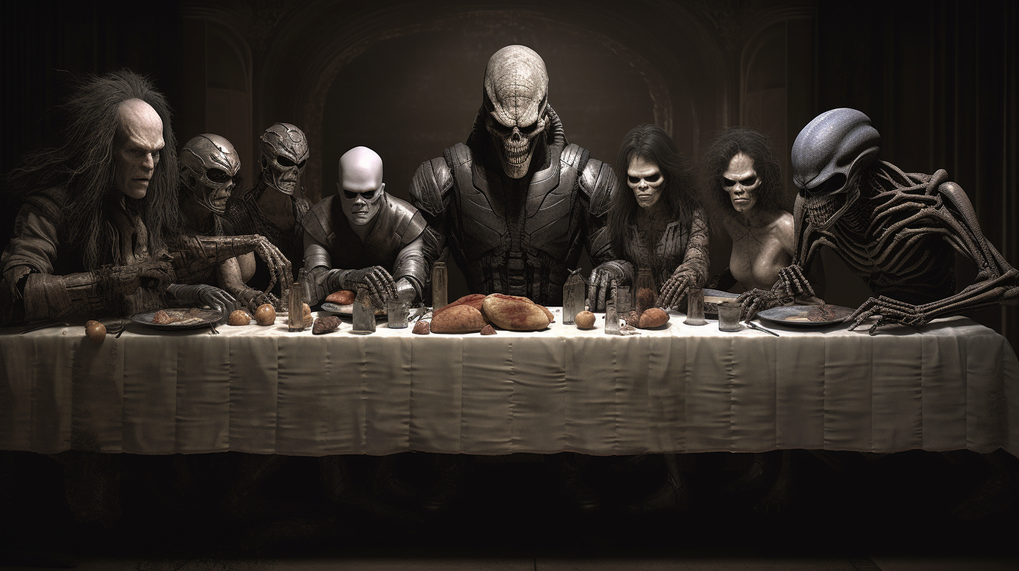 Midjourney Prompt - Horror Film Characters Last Supper