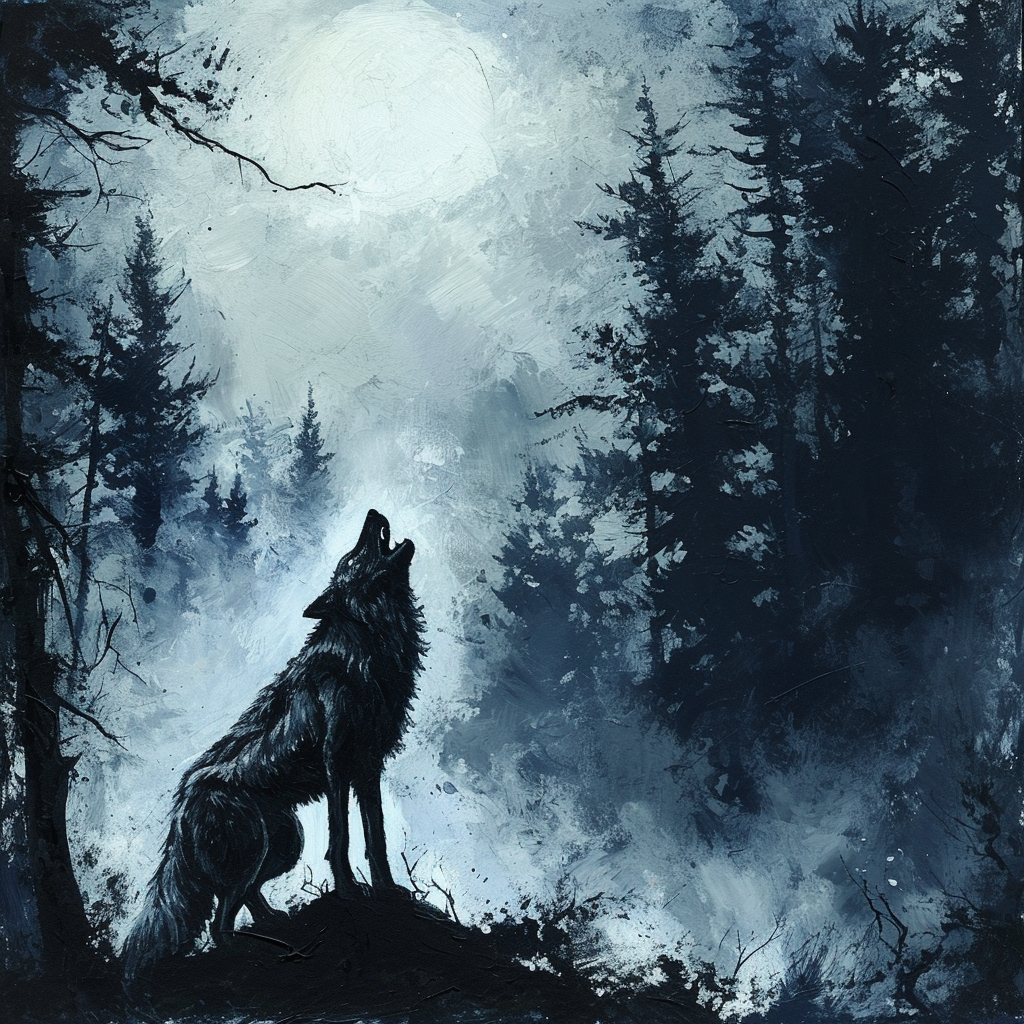 Howling wolf with eerie ambiance