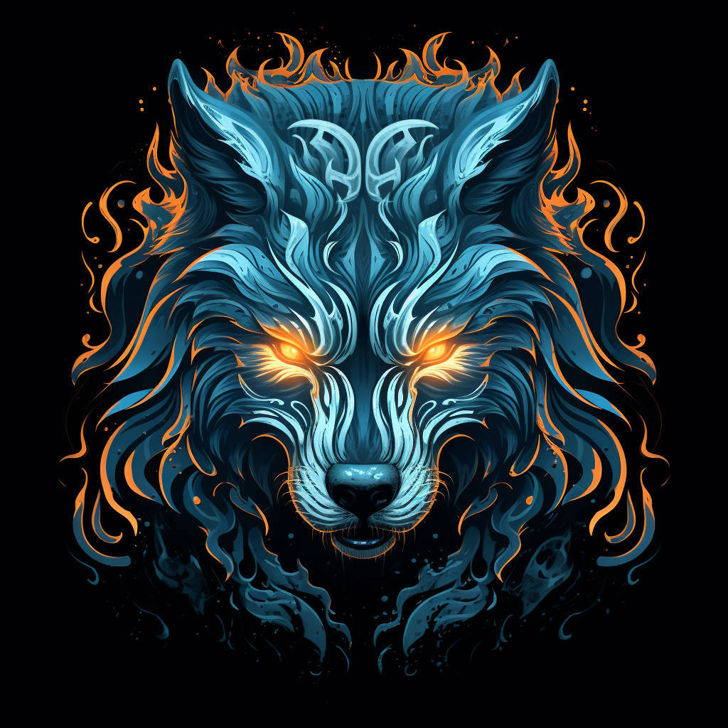 Howling Wolf Viking Symbol Flames