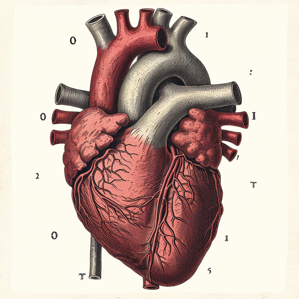 Human heart scientific illustration white background