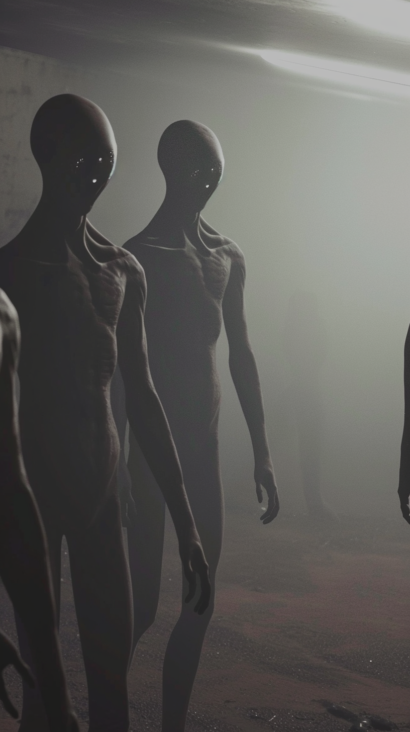 Image of humanoid aliens in secret lab