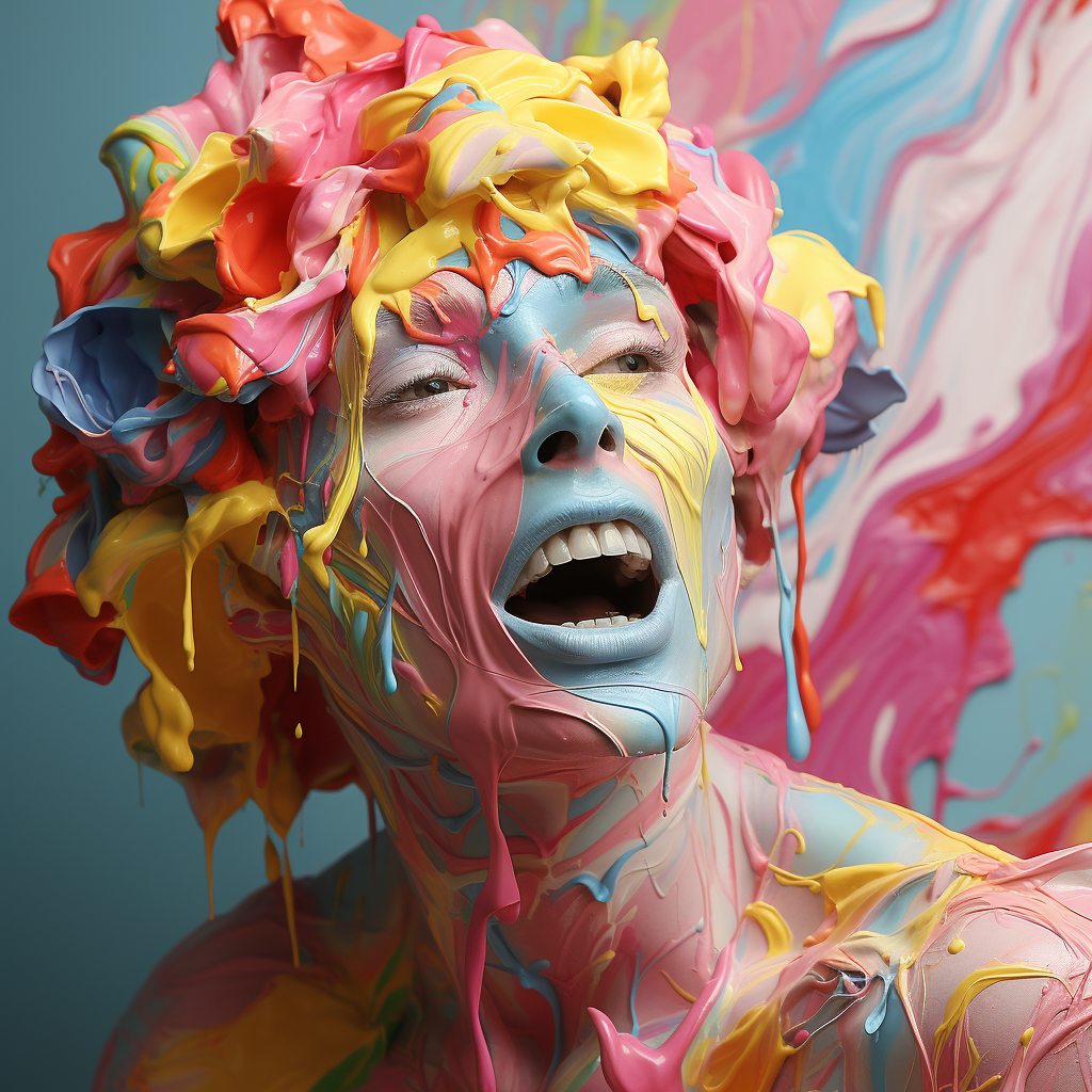 Colorful Humanoid Chewed Gum Woman