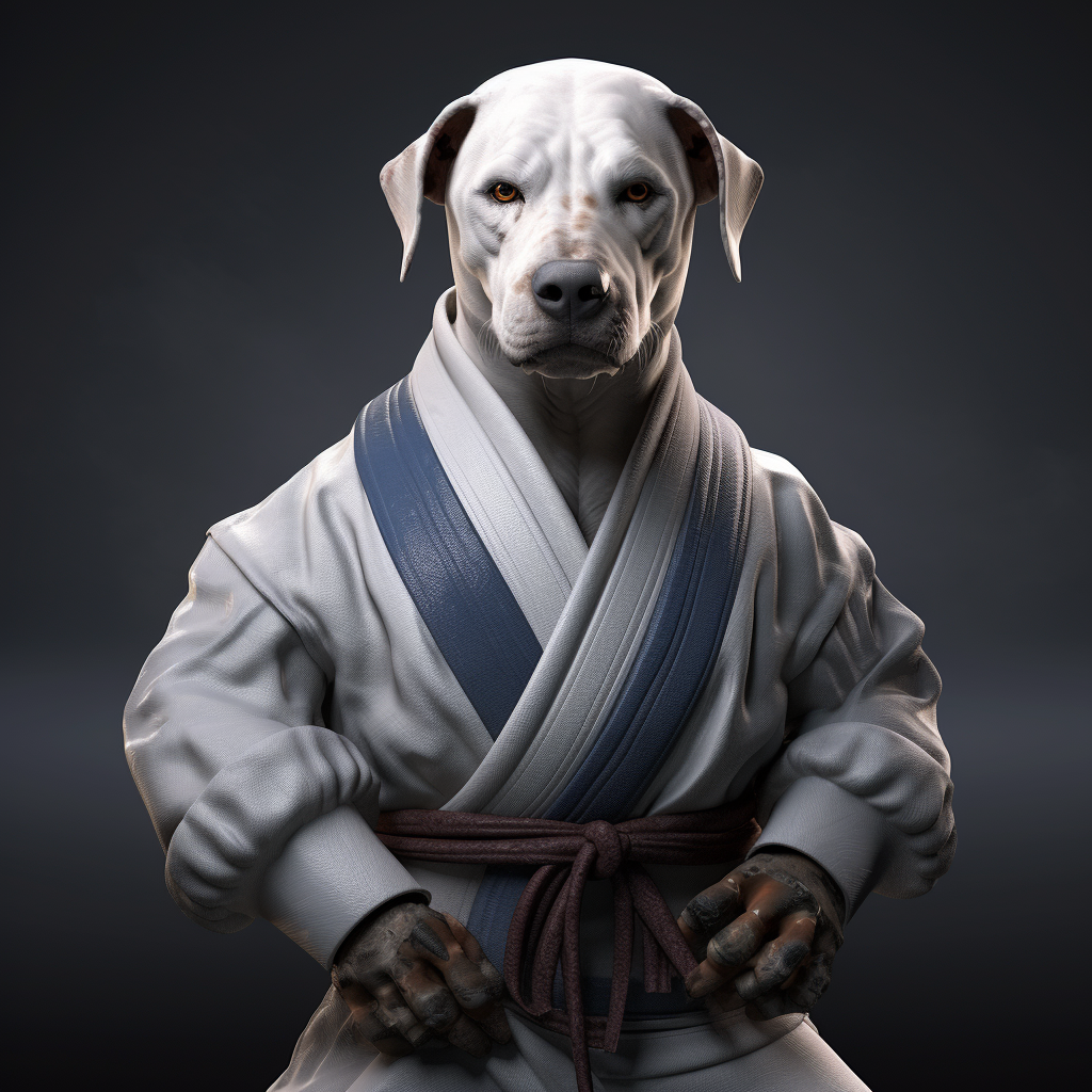 Humanoid Dog in Brazilian Jiu Jitsu Gi