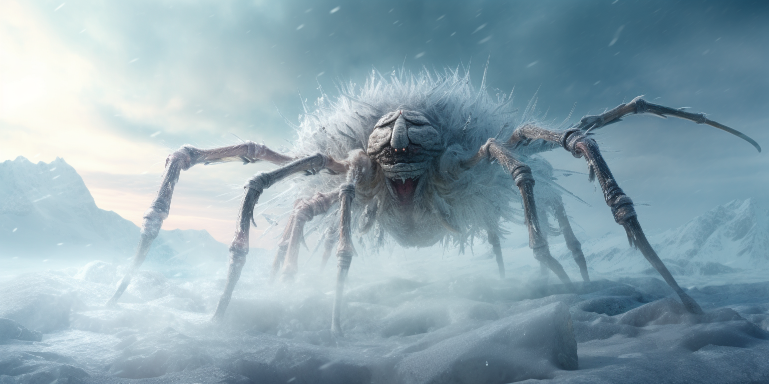 Majestic Ice Spider in Snowy Landscape