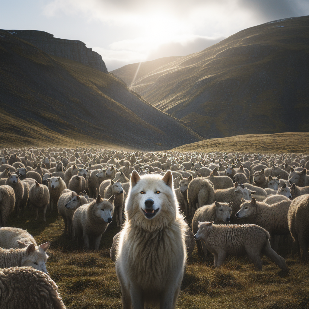 Magnificent wolf pack in Icelandic mountains