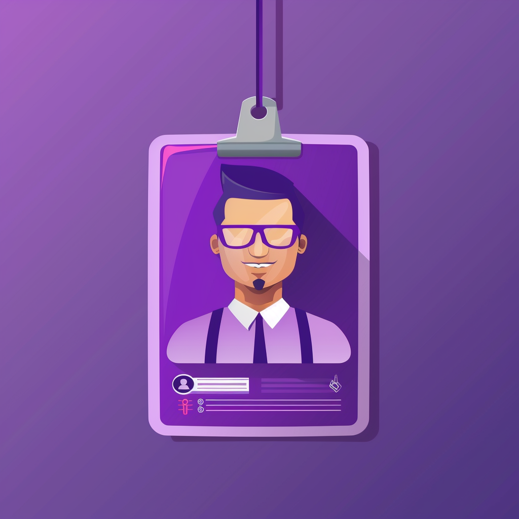 ID card on violet background