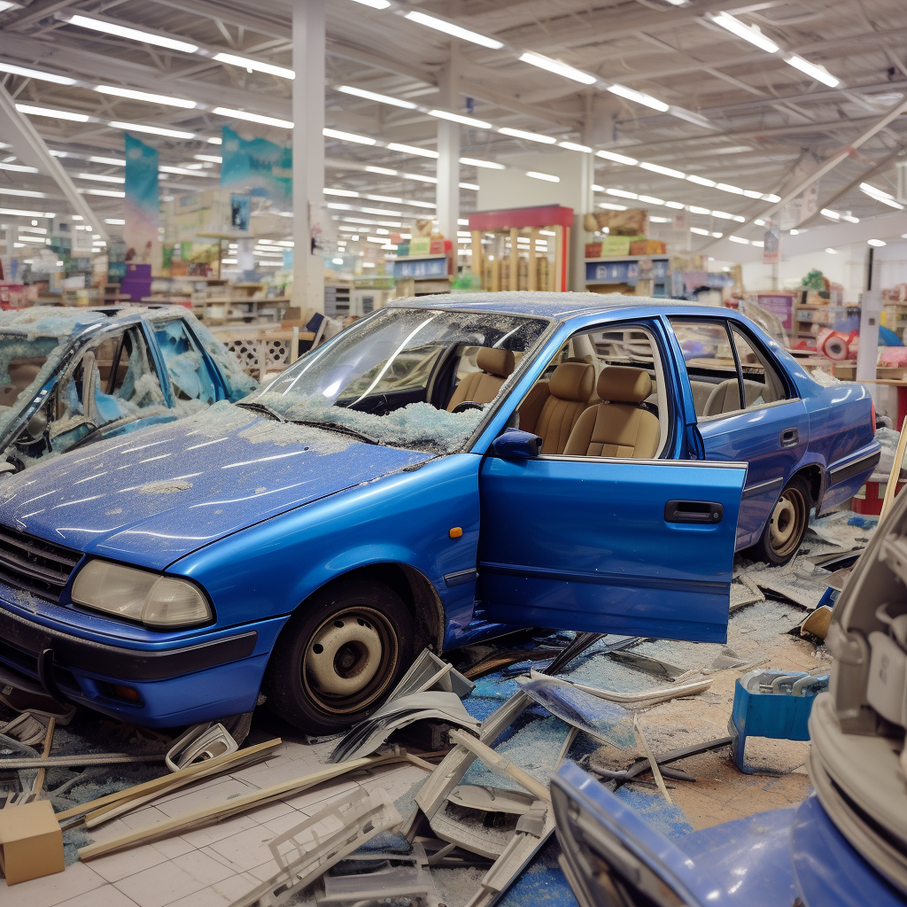 Illegal car takeover inside Walmart.