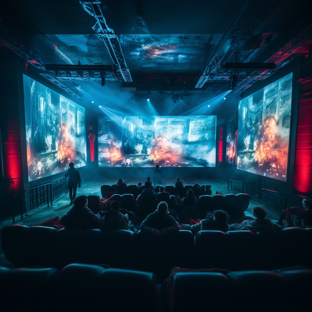 Immersive cinema screens showcasing a captivating movie scene