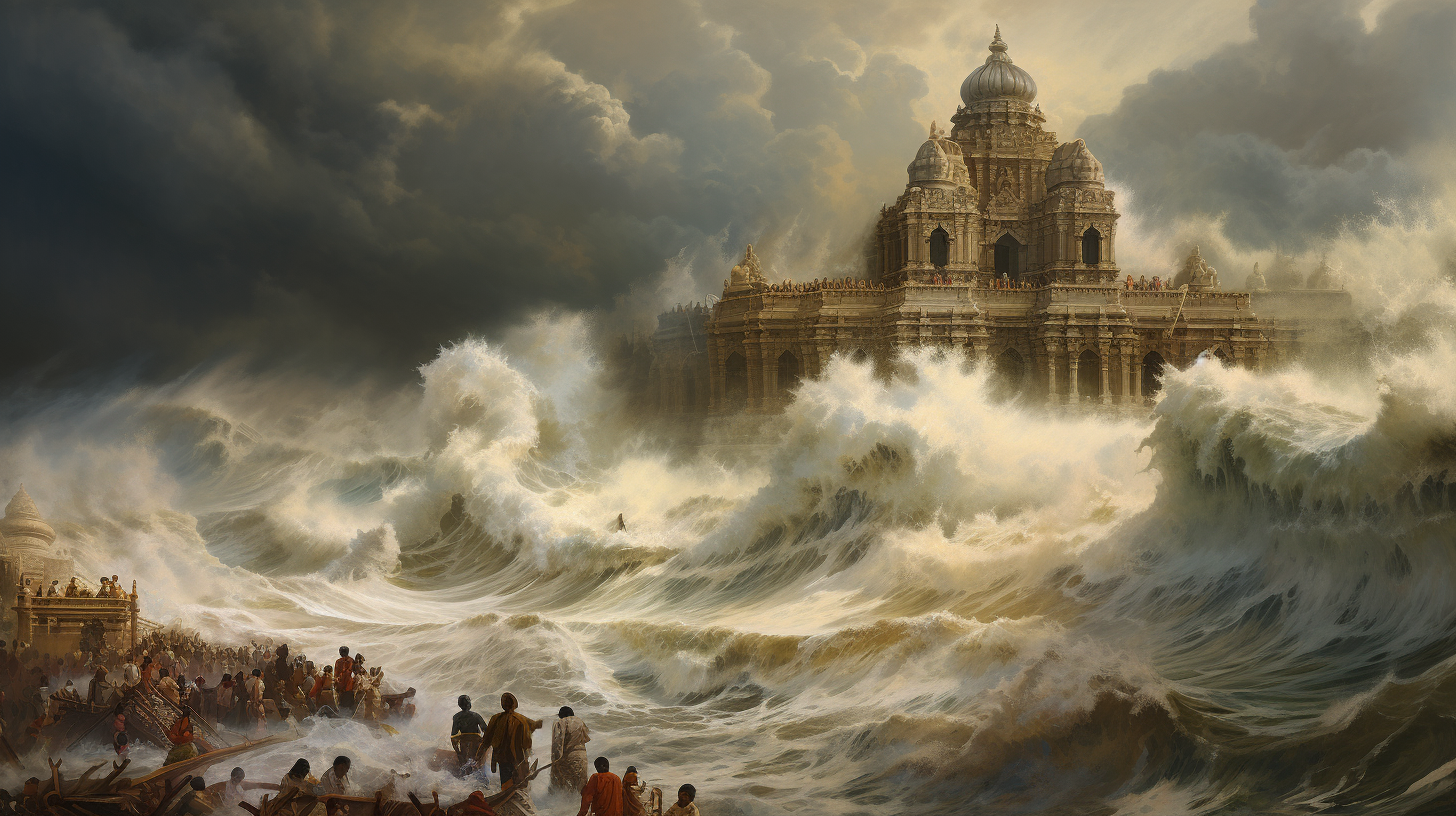 Monstrous waves approaching Jagannath Temple in Puri