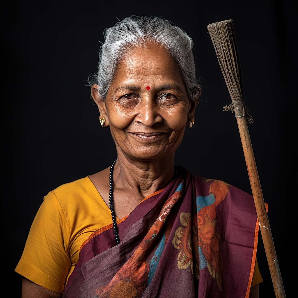 older Indian woman house cleaner