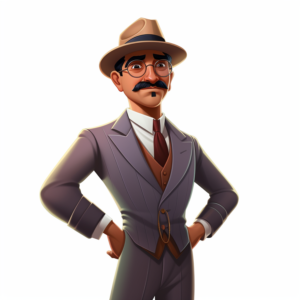 Indian Taxman Chatur with Poirot Mustache Smirk