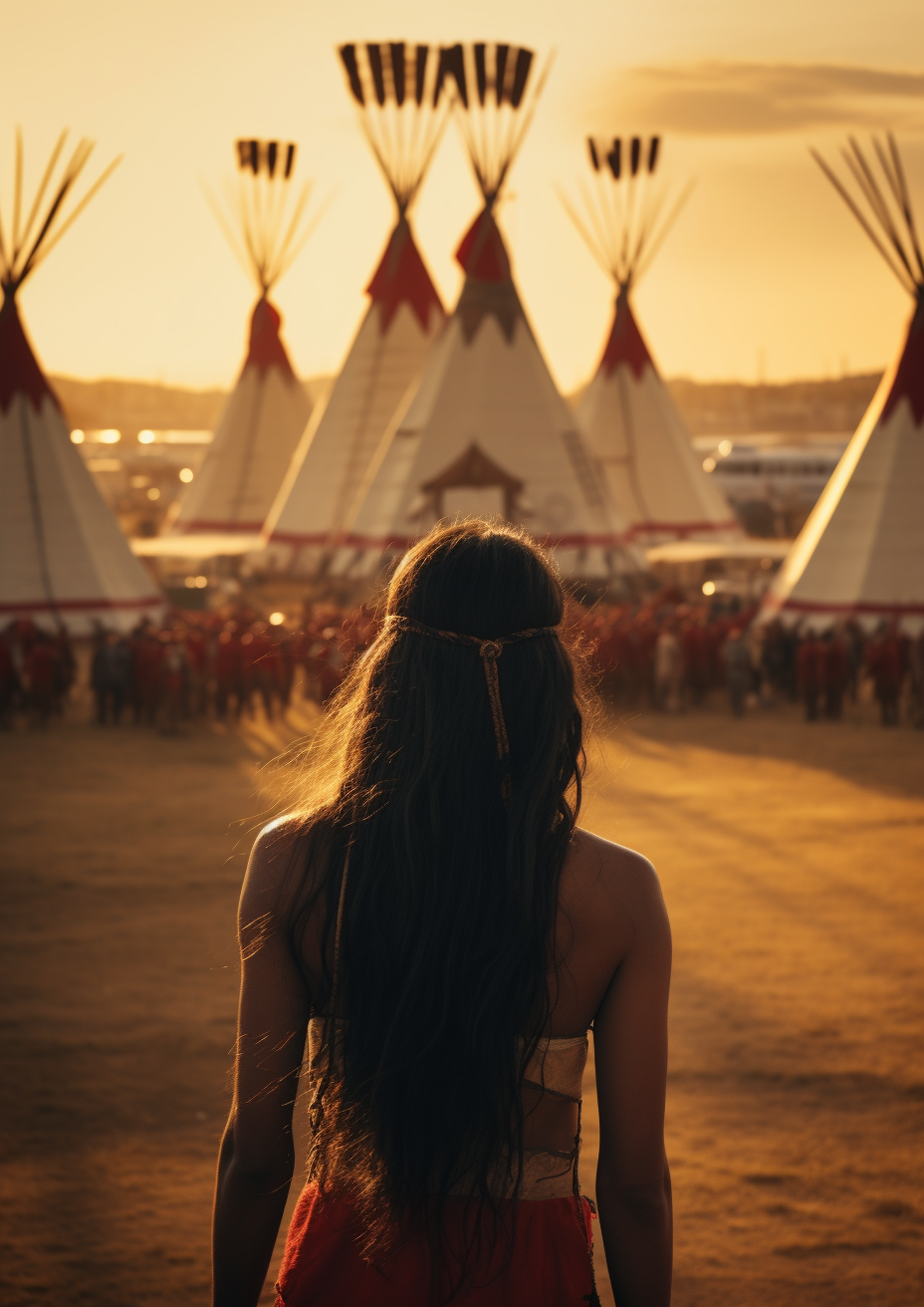 Cinematic shot of indigenous Olympian captivating the crowd