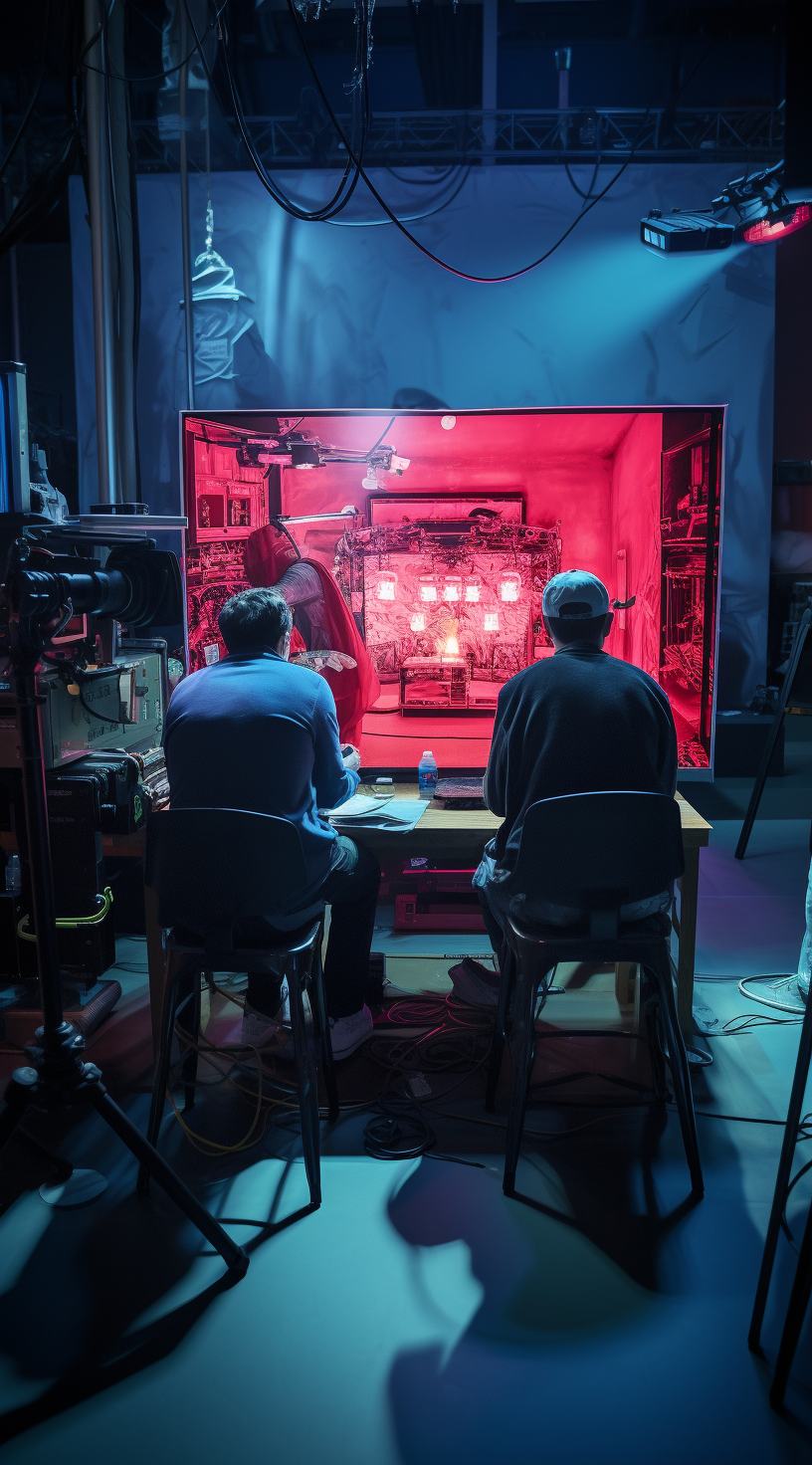 People working on news set