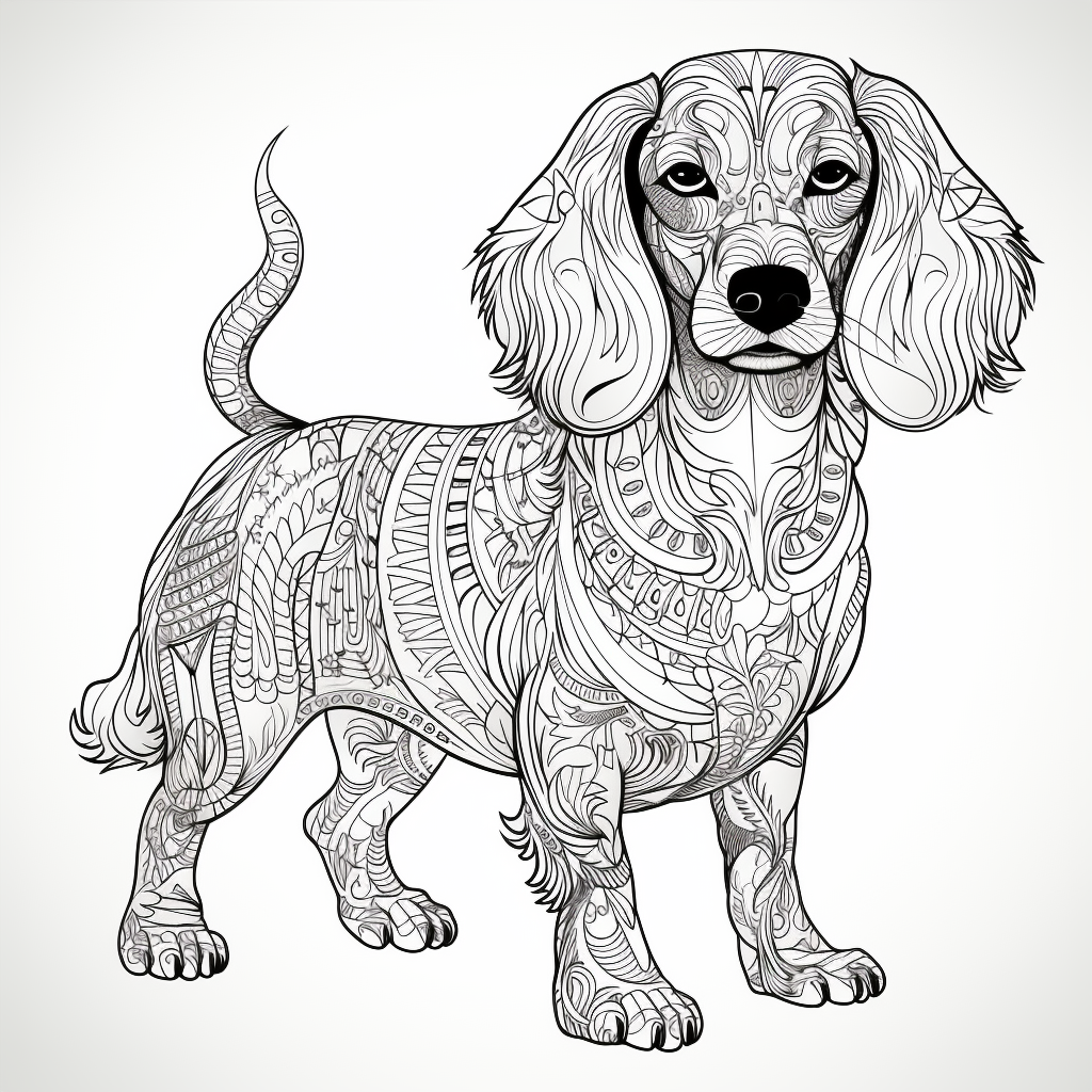 detailed dachshund coloring page