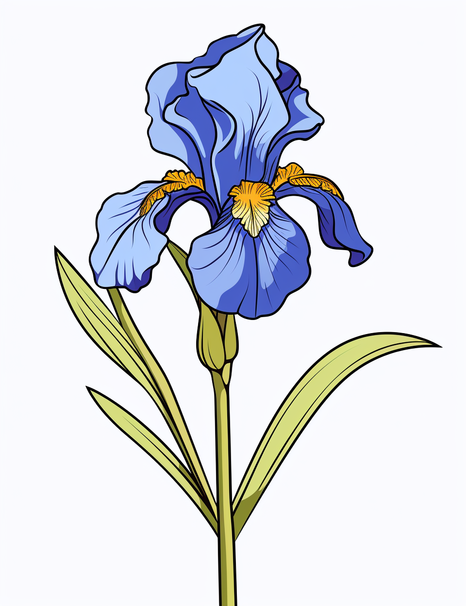 Cute Colorful Iris Flower Doodle