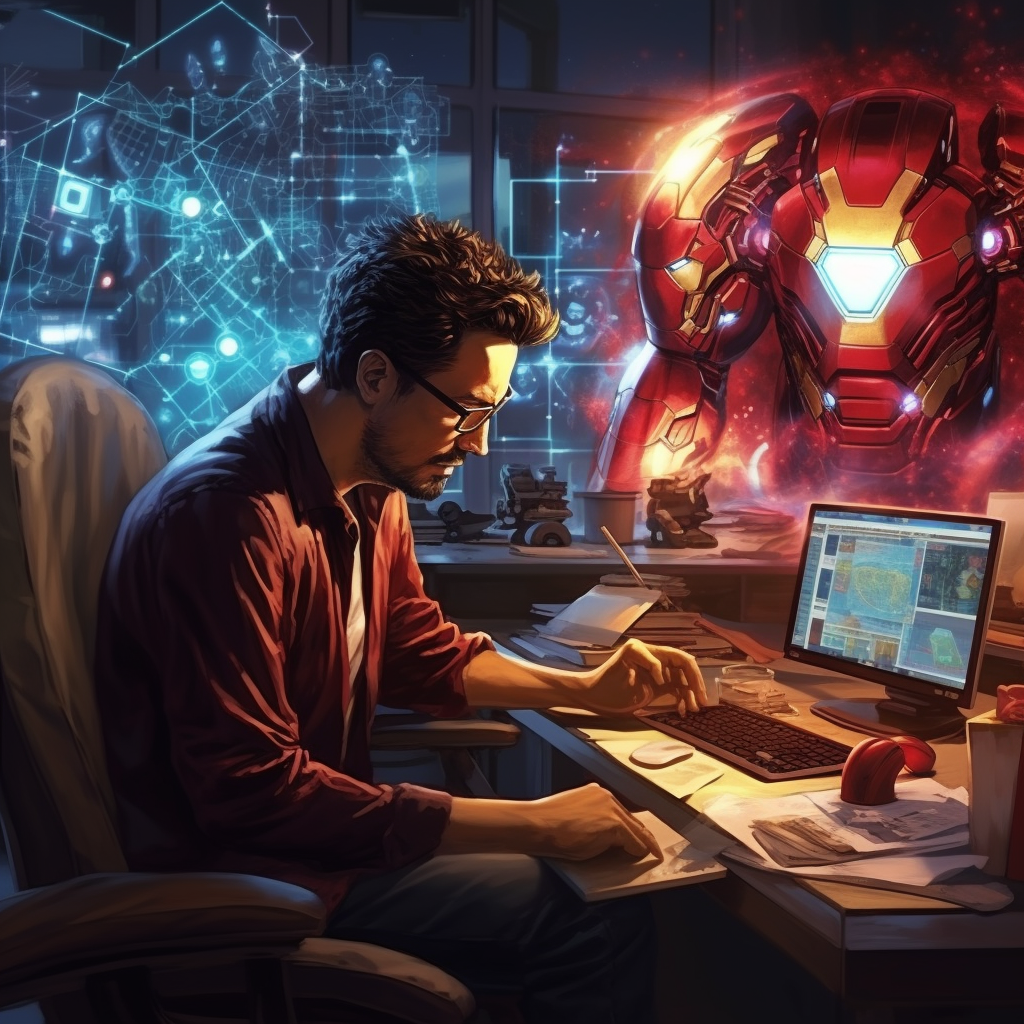 Ironman working as a product designer