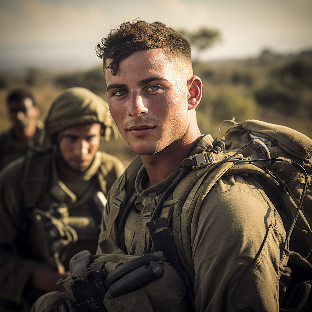 Israeli IDF soldiers displaying patriotism