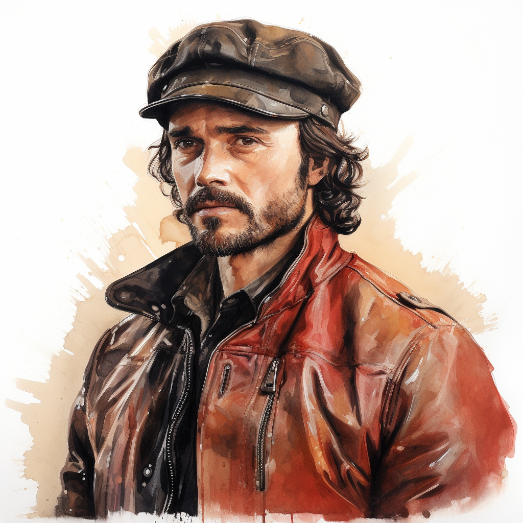 Italian Actor Leather Illustration in Tomo Finland Style