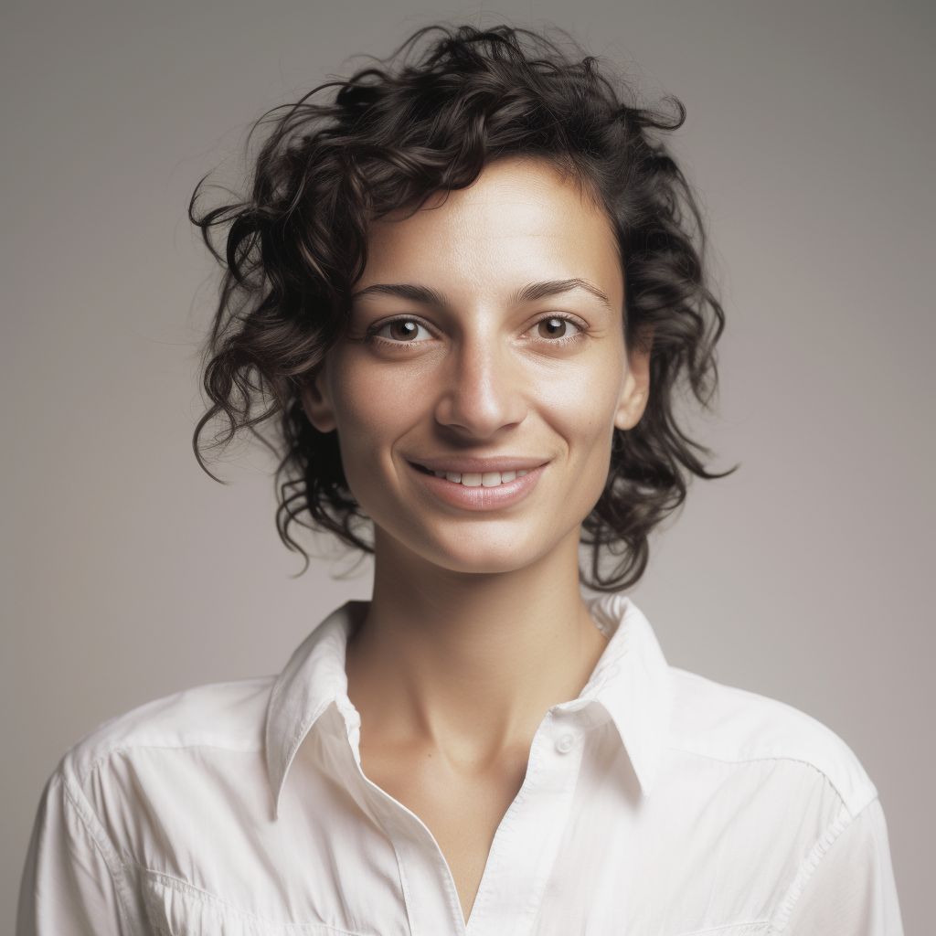 Italian woman celebrity portrait on white background