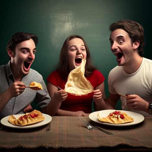 Group enjoying Italian Ravioli dish