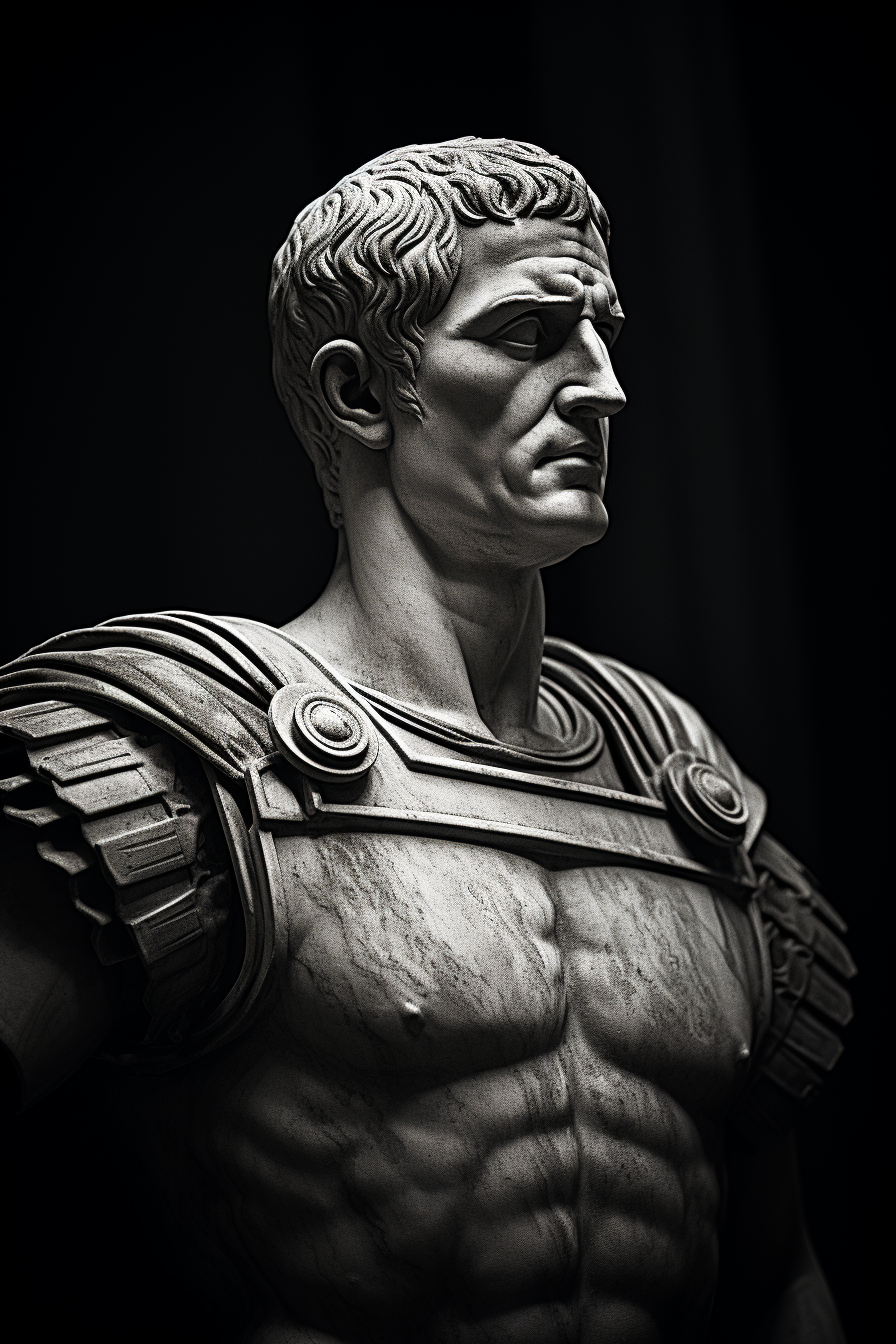 Black and white portrait of Iulius Caesar