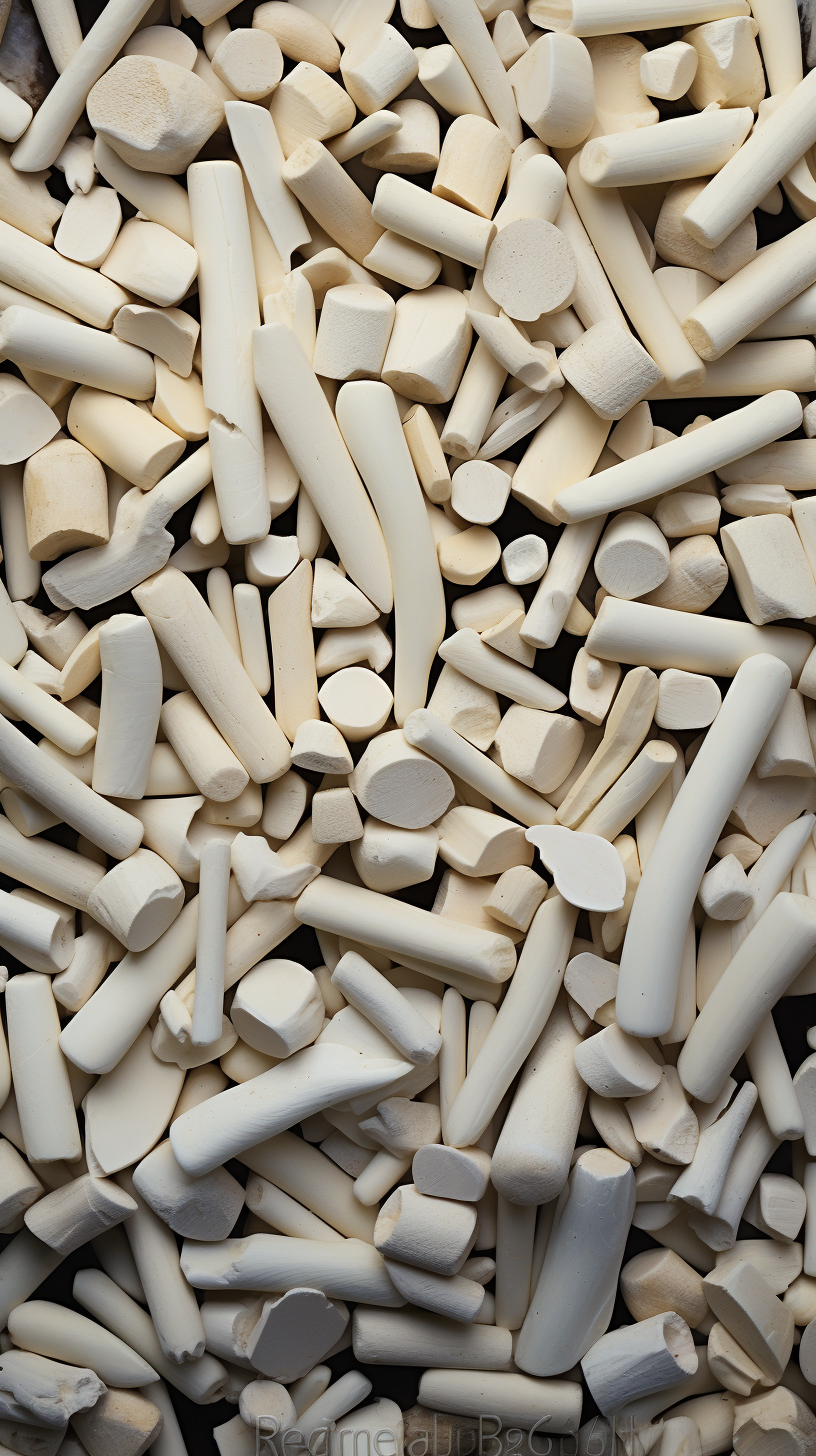 Scattered ivory from a high angle