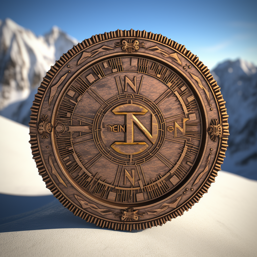 IZN coin on snow mountain