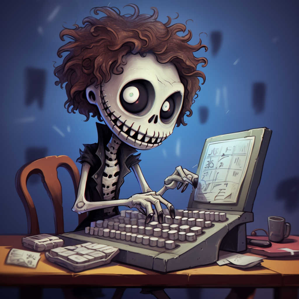 Jack Skeleton using a calculator