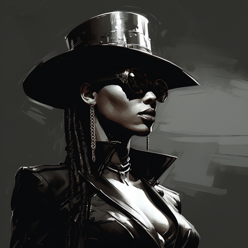 Female Jamaican Cyberpunk Sorcerer with Top Hat