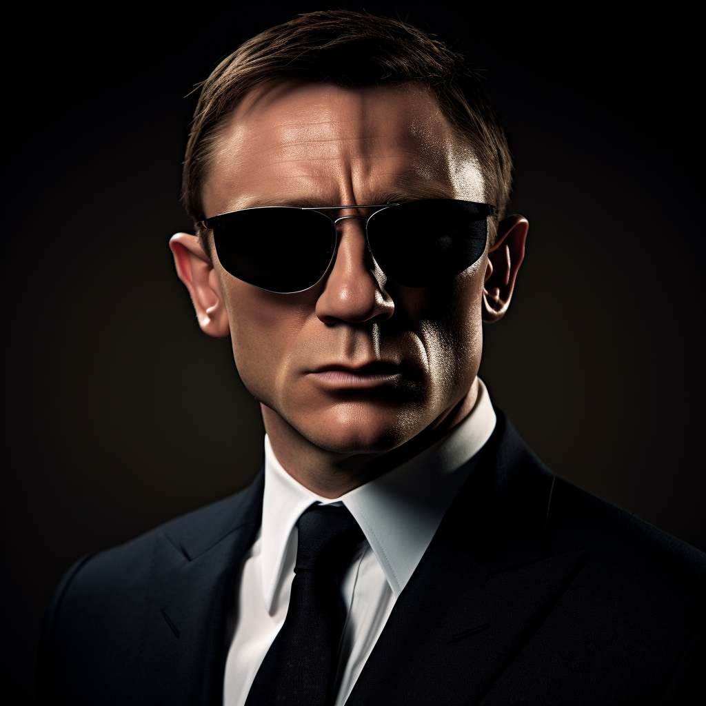 Stylish James Bond Sunglasses on Black Background