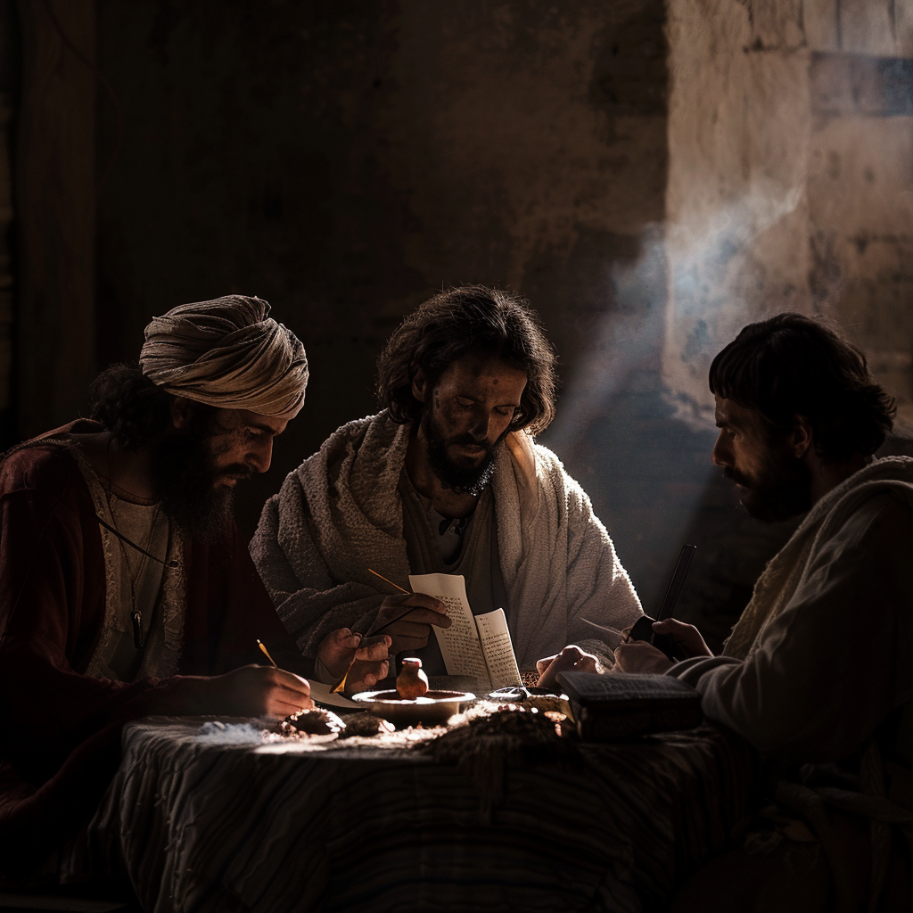 disciples writing letters table