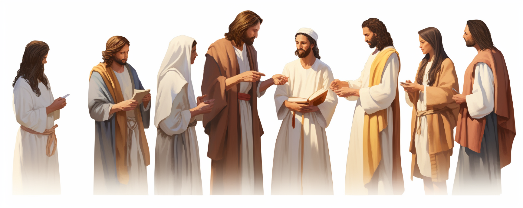 Jesus giving a Bible to diverse group