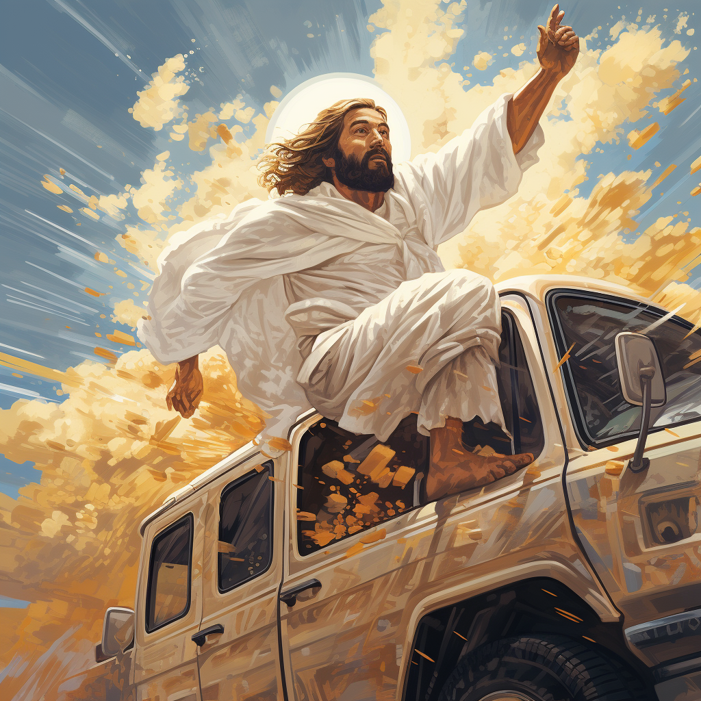 Jesus in Monster Truck Jumping