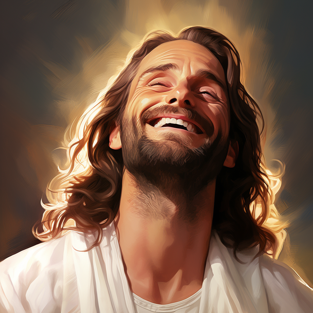 Jesus winking with a smile