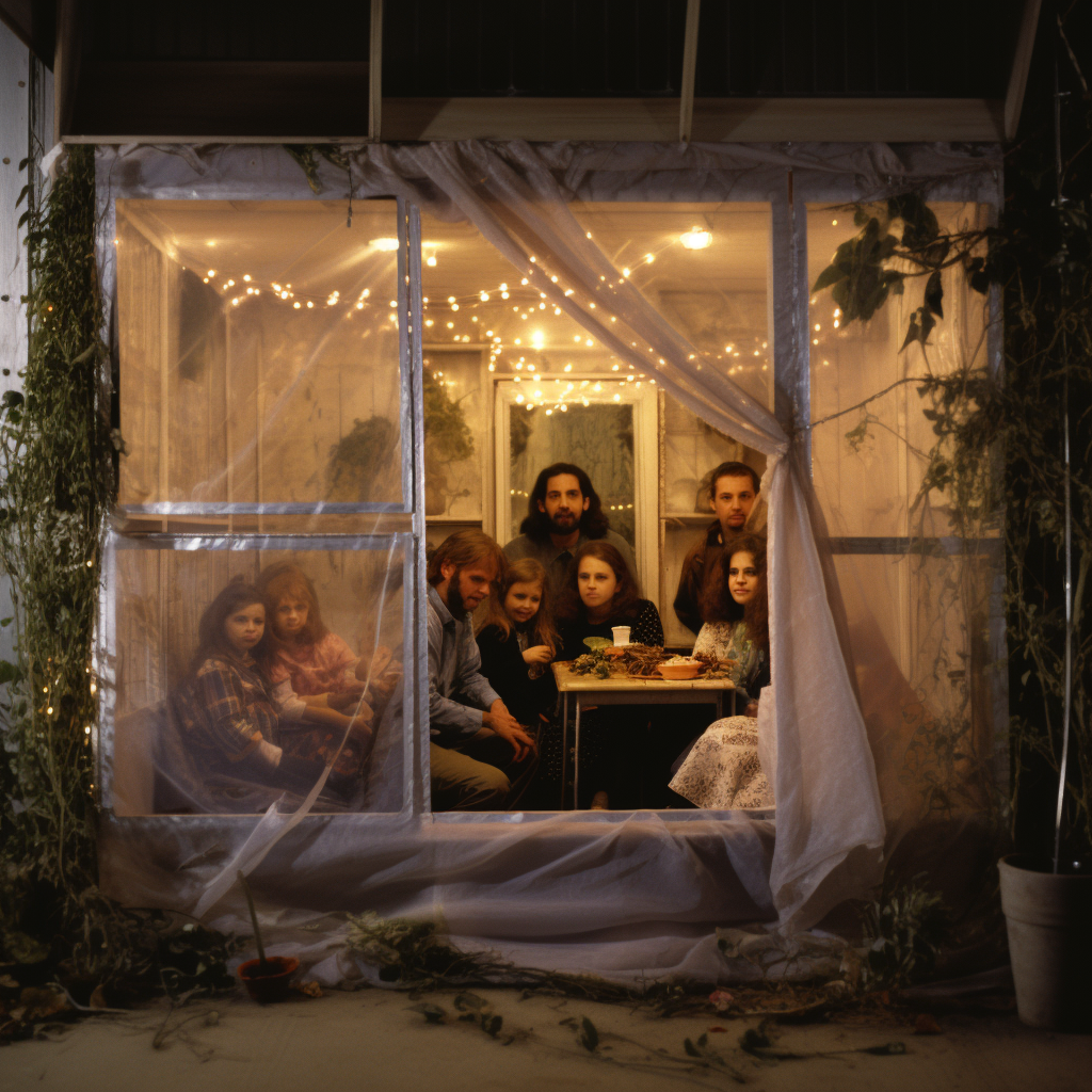 Jewish family inside sukkah ?