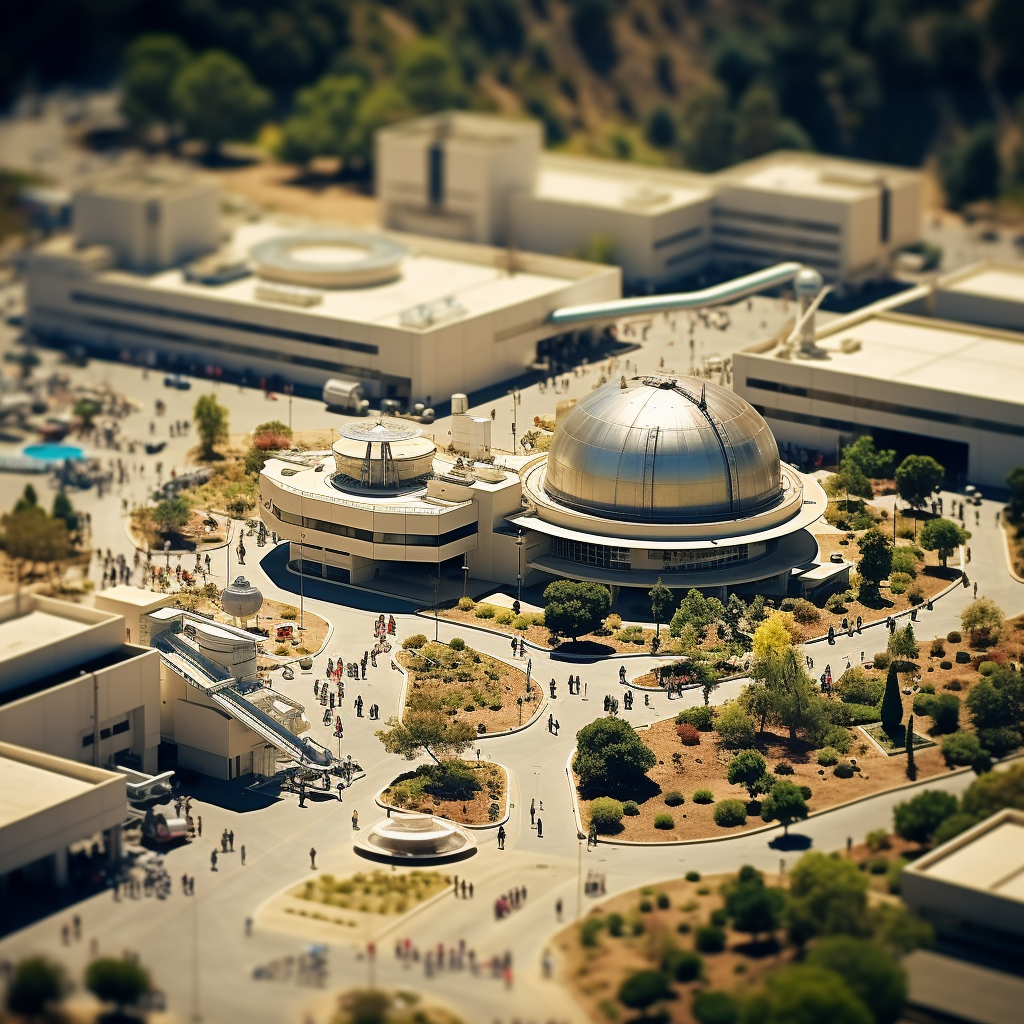 Isometric tilt-shift image of Jet Propulsion Laboratory