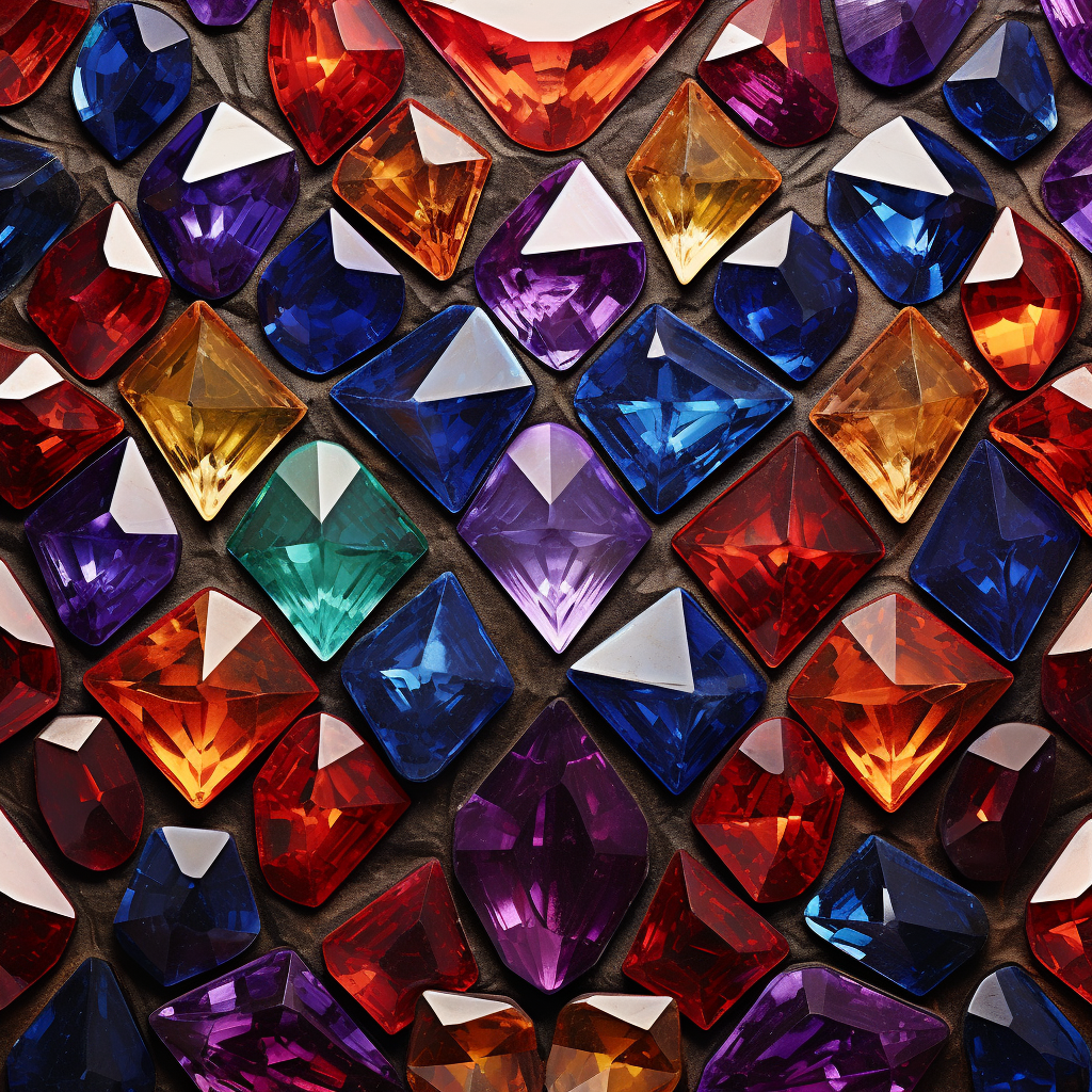 Vibrant kaleidoscopic gemstone pattern