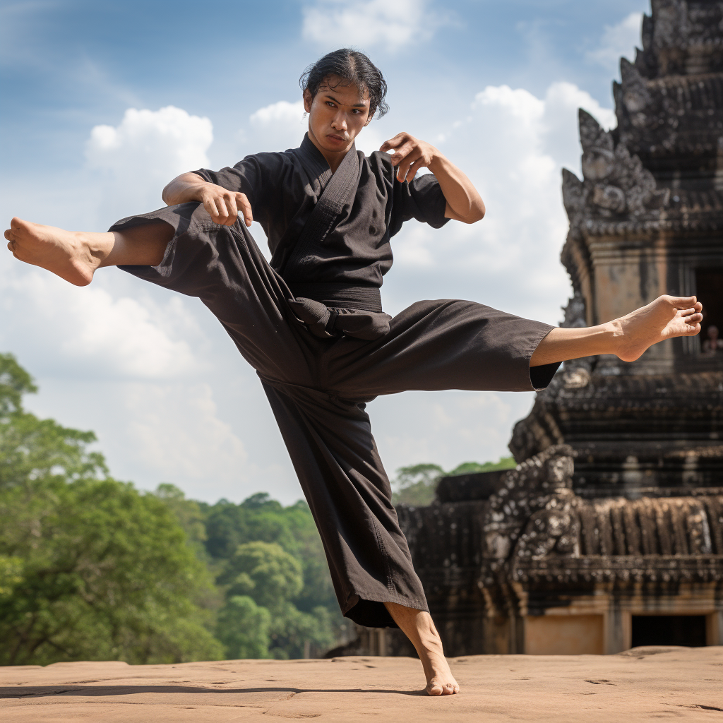 Karate High Kick Black Belt in Angor Wat Complex image