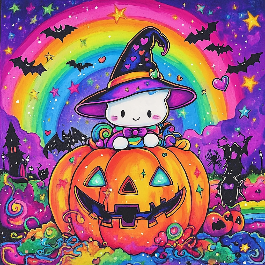 Hello Kitty Witch Pumpkin Rainbow