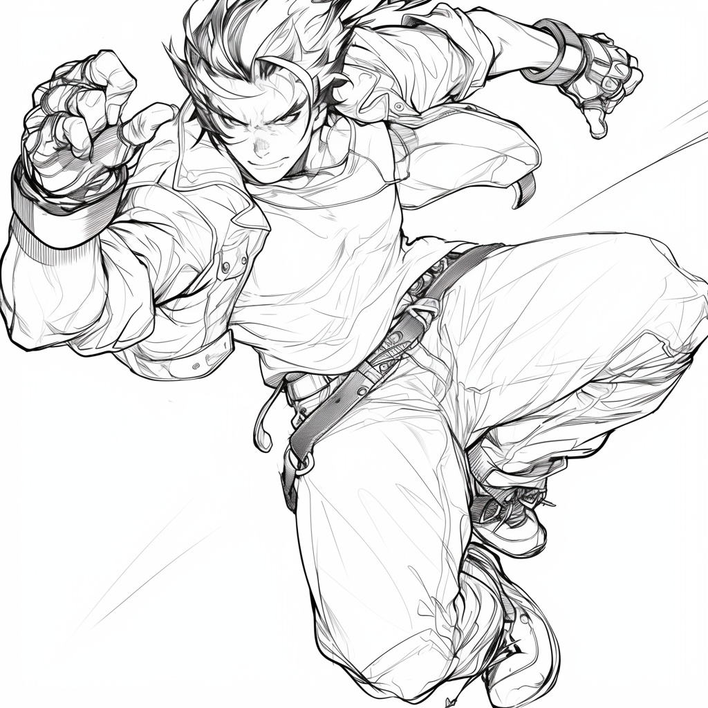 Kazuya jumping anime cell line work