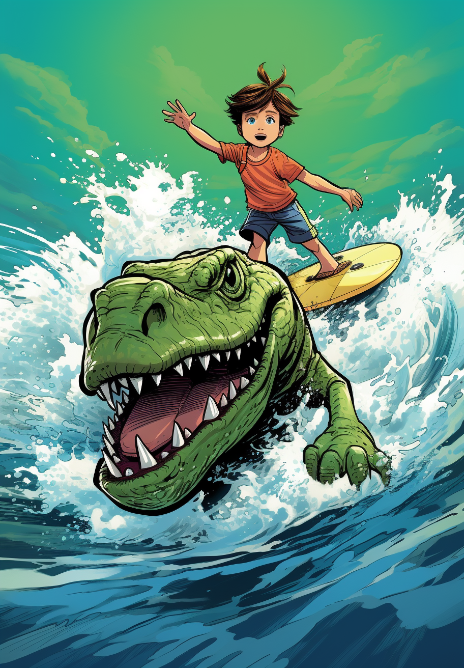 Kid and Adult Surfing on Crocodile Boards