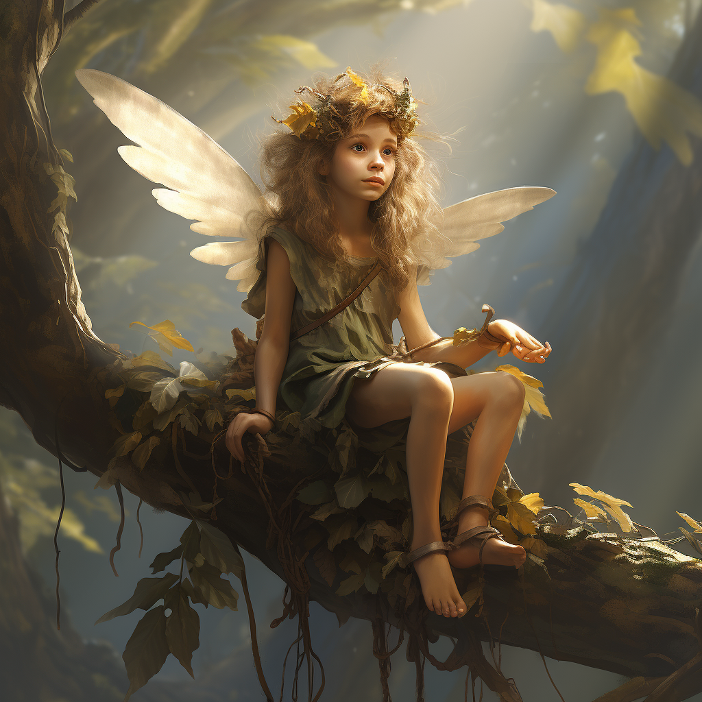 Kid Faerie Standing on Branch