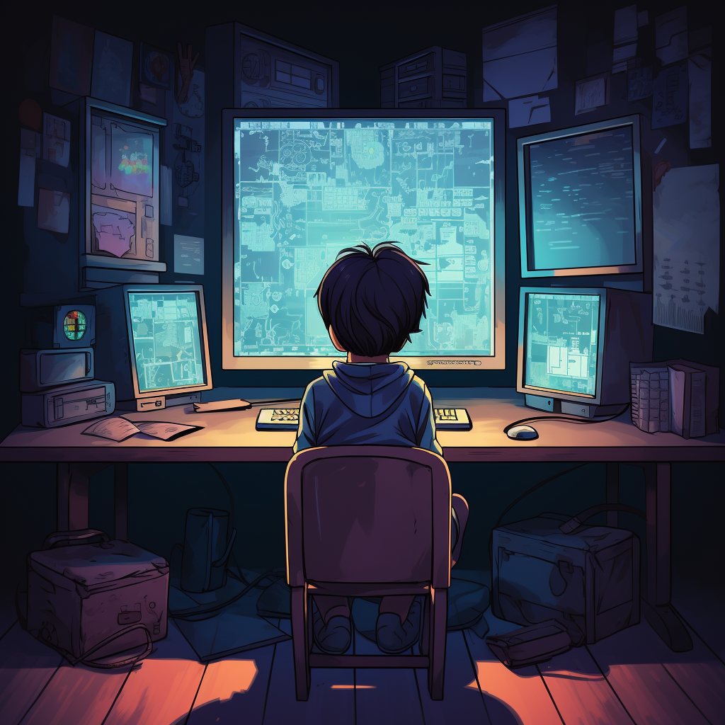 Young child enjoying video games